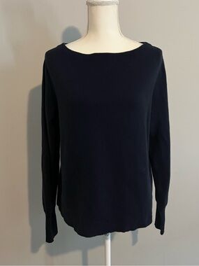 J. Crew Navy Blue Boatneck Long Sleeve Merino Wool Sweater Women’s Size Large